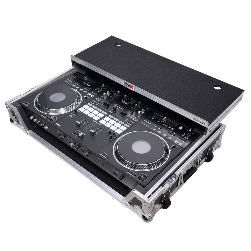 Étui ProX XS-DDJREV7 WLT pour contrôleur DJ Pioneer DDJ-REV7 avec roulettes pour ordinateur portable et espace rack 1U