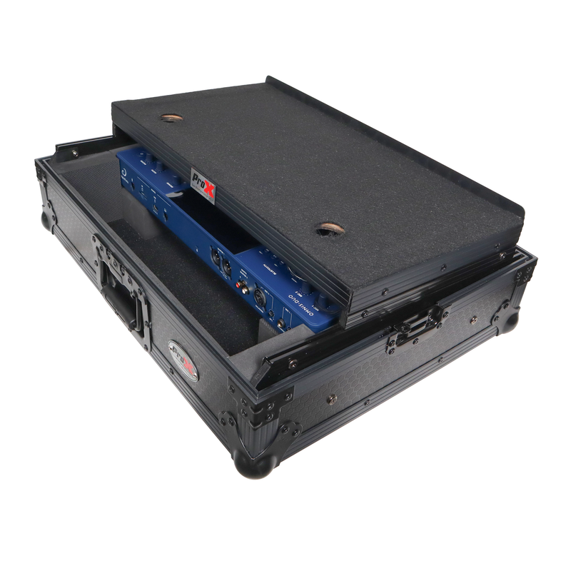 Prox XS-OmnisDuoltbled ATA Flight Case pour Pioneer Alphatheta Omnis-Duo DJ Contrôleur avec plate-forme d'ordinateur portable et LED (All Black)