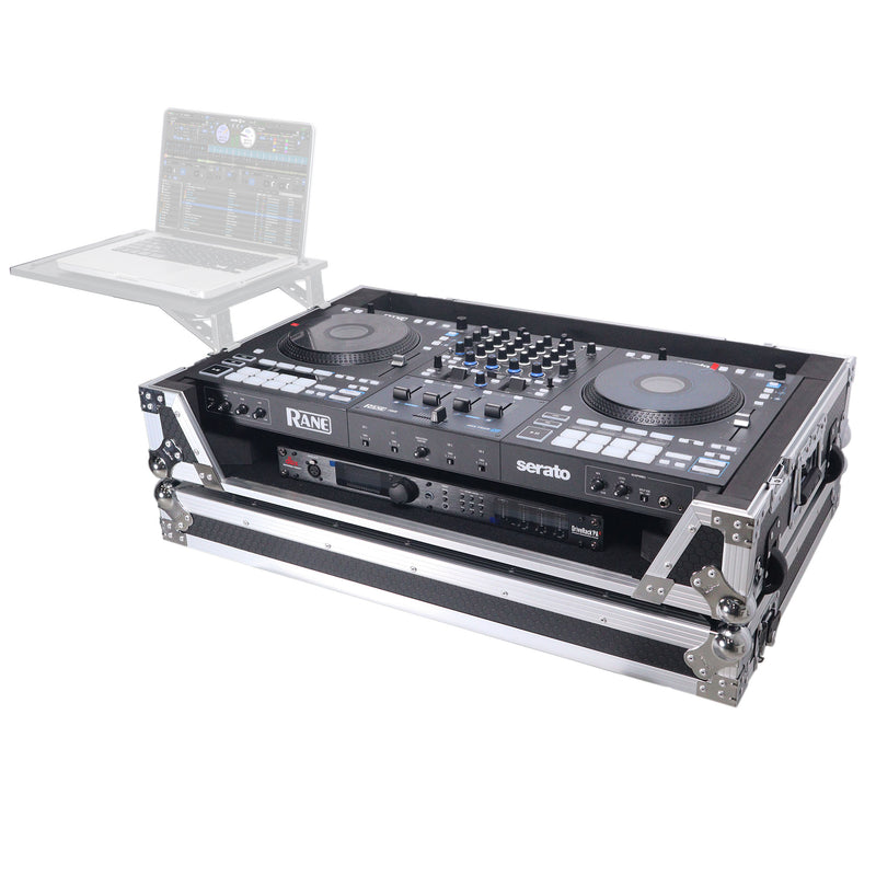 Prox XS-RaneFourw ATA Flight Style Road Case pour Rane Four ou Rane Perter DJ Contrôleur avec espace de rack 1U et roues