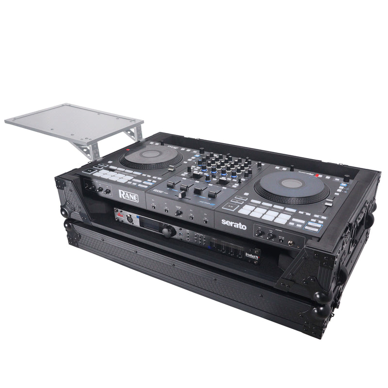 Prox xs-ranefourwbl ata fleule Style Road casse pour le contrôleur Rane Four DJ avec espace et roues en rack 1U (noir)
