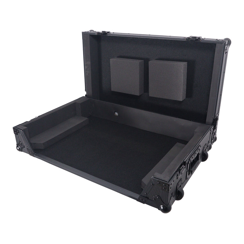 Prox xs-ranefourwbl ATA Flight Style Road Case pour Rane Four ou Rane Perter DJ Contrôleur avec espace de rack 1U et roues (finition noire)