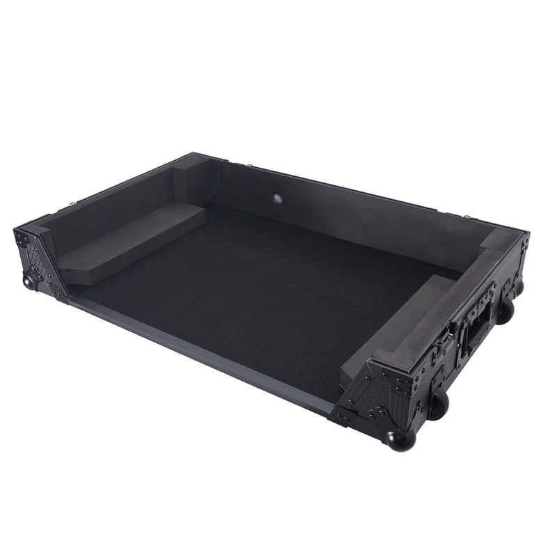 Prox xs-ranefourwbl ATA Flight Style Road Case pour Rane Four ou Rane Perter DJ Contrôleur avec espace de rack 1U et roues (finition noire)