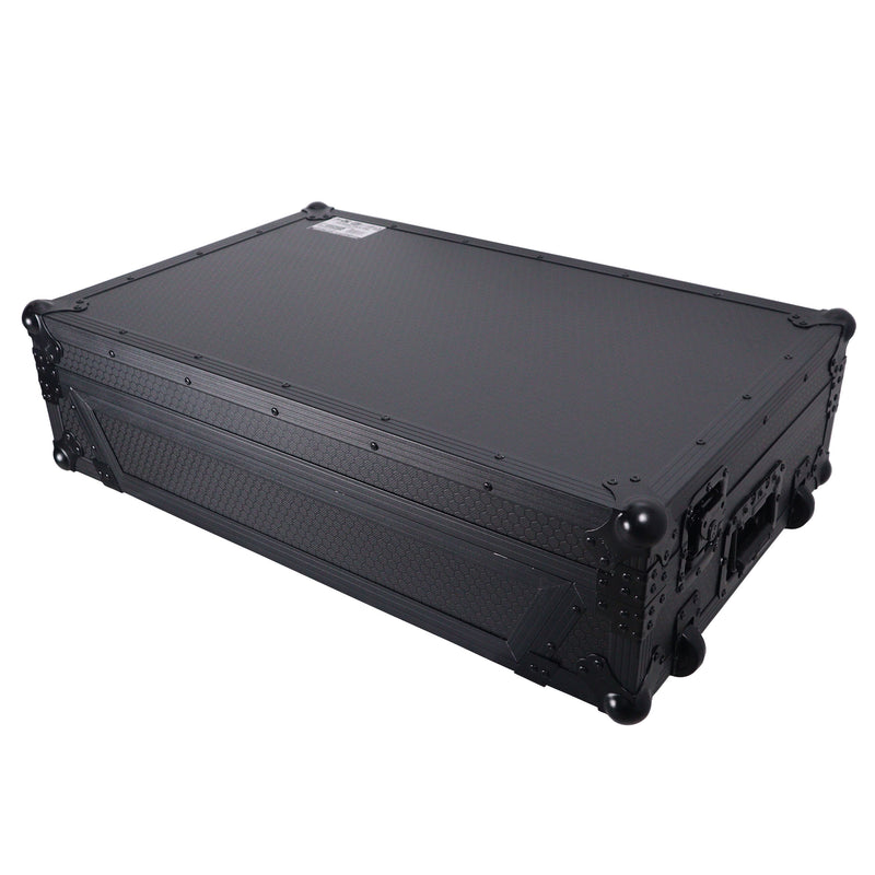 Prox xs-ranefourwbl ATA Flight Style Road Case pour Rane Four ou Rane Perter DJ Contrôleur avec espace de rack 1U et roues (finition noire)