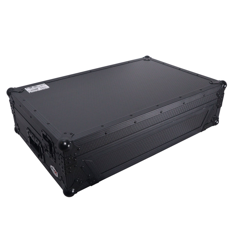 Prox xs-ranefourwbl ATA Flight Style Road Case pour Rane Four ou Rane Perter DJ Contrôleur avec espace de rack 1U et roues (finition noire)