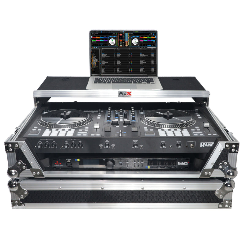 ProX XS-RANEONEWLT Flight Case For RANE ONE DJ Controller w/Sliding Laptop Shelf, 1U Rack, and Wheels