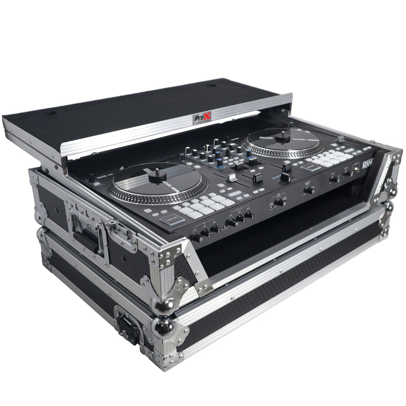 Flight case ProX XS-RANEONEWLT pour contrôleur DJ RANE ONE avec étagère coulissante pour ordinateur portable, support 1U et roues