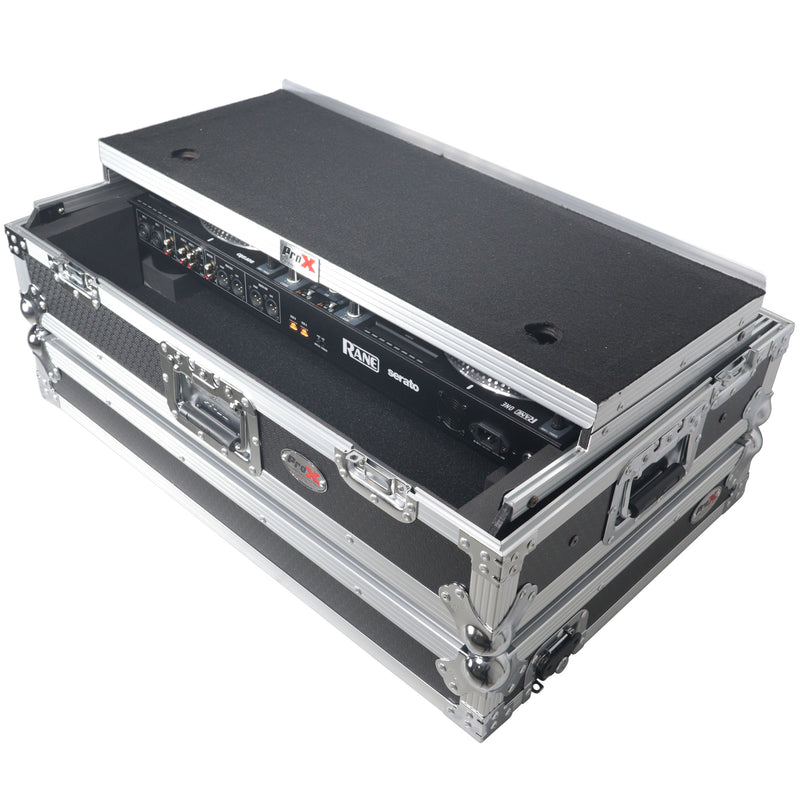 Flight case ProX XS-RANEONEWLT pour contrôleur DJ RANE ONE avec étagère coulissante pour ordinateur portable, support 1U et roues