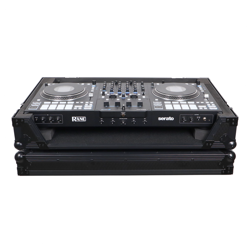 Prox xs-ranefourwbl ATA Flight Style Road Case pour Rane Four ou Rane Perter DJ Contrôleur avec espace de rack 1U et roues (finition noire)