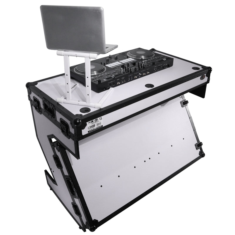 ProX XS-ZTABLE WH MK2 DJ Table Mobile Workstation Flight Case Style with Handles and Wheels