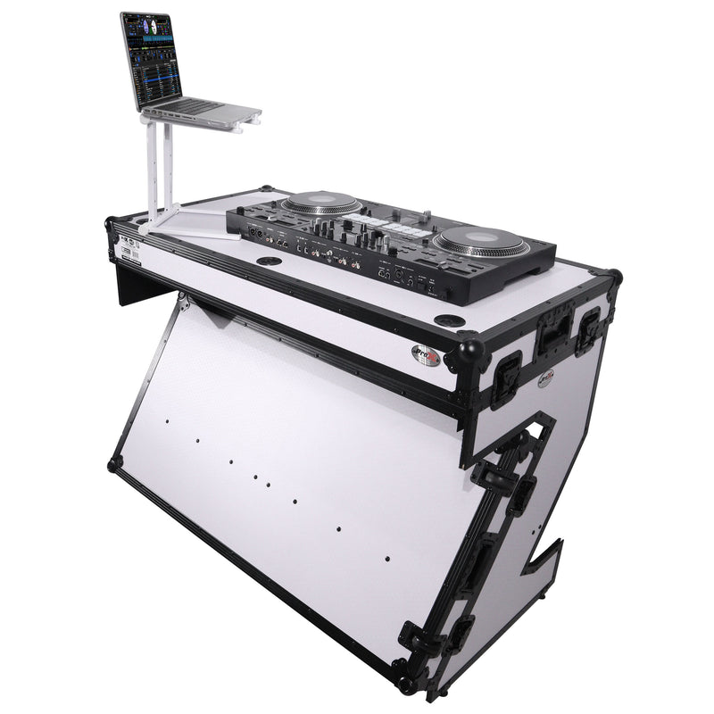 ProX XS-ZTABLE WH MK2 DJ Table Mobile Workstation Flight Case Style with Handles and Wheels
