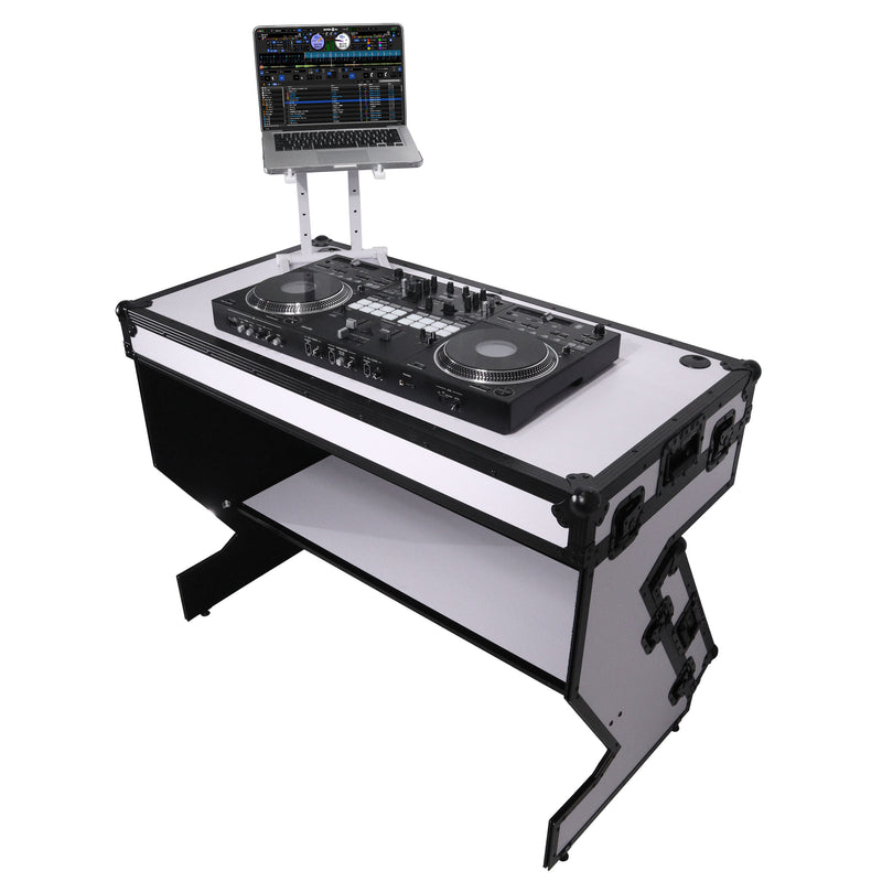 ProX XS-ZTABLE WH MK2 Table DJ Station de travail mobile Flight Case style avec poignées et roues