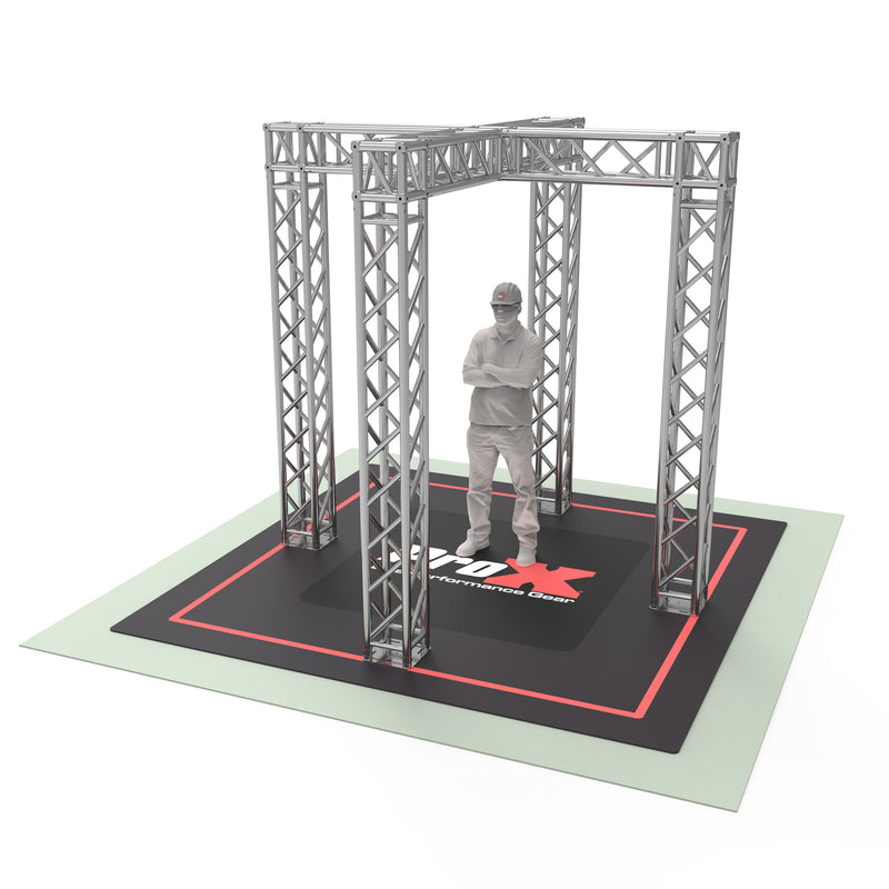 Stand d'exposition ProX XTP-999X - 9,42 L X 9,42 L X 9,20 PI H avec conception en forme de X au centre, ferme robuste de 2 mm