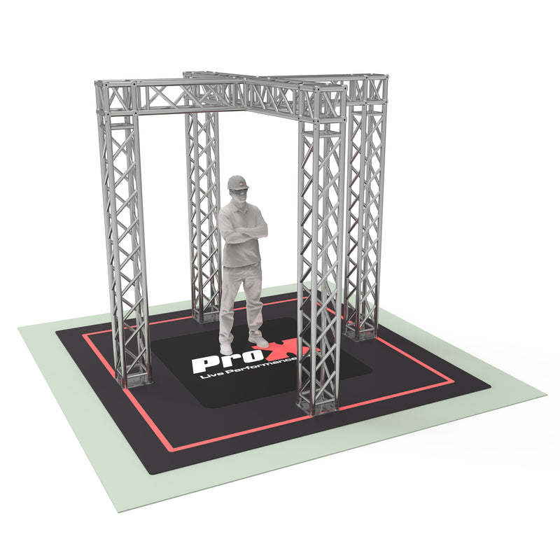 Stand d'exposition ProX XTP-999X - 9,42 L X 9,42 L X 9,20 PI H avec conception en forme de X au centre, ferme robuste de 2 mm