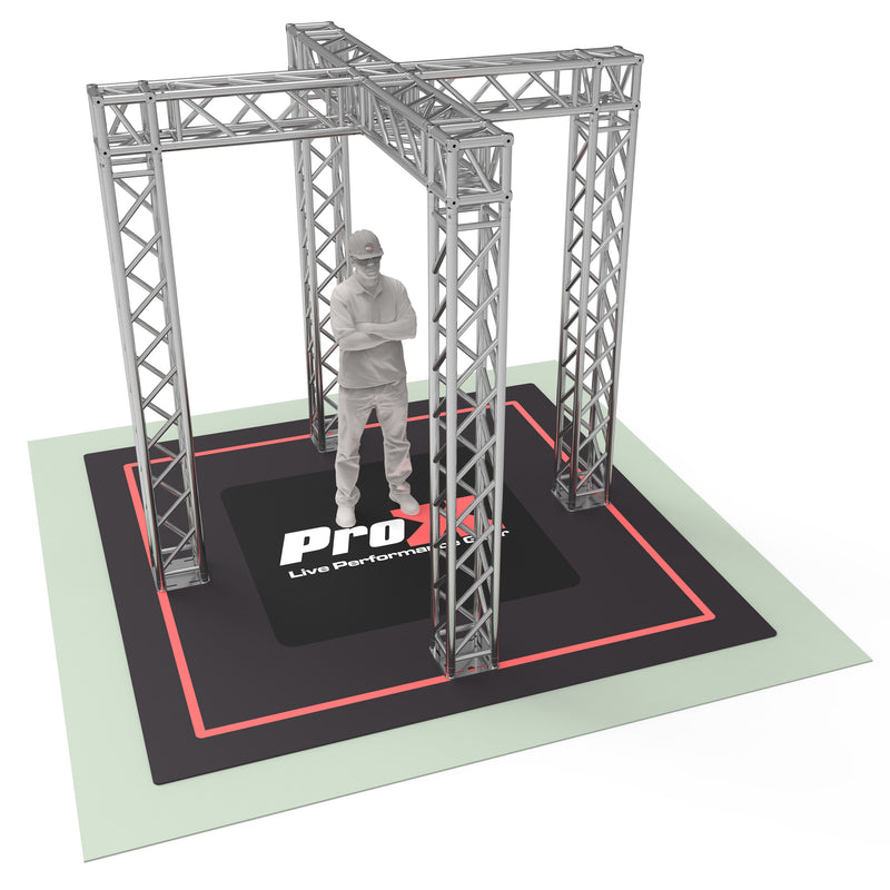 Stand d'exposition ProX XTP-999X - 9,42 L X 9,42 L X 9,20 PI H avec conception en forme de X au centre, ferme robuste de 2 mm