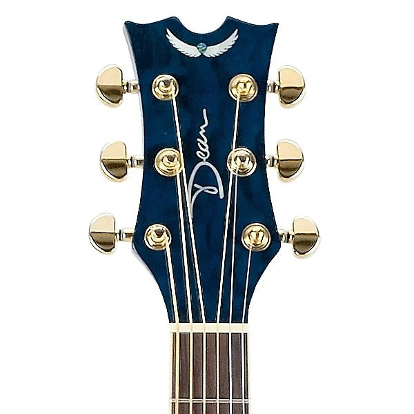 Dean Guitars PE-FQA-TBL Performer Ultra Quilt Ash Acoustic-Electric Guitar (Transparent Blue)