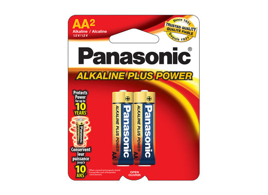 Piles alcalines Plus AA Panasonic AM3PA2B, paquet de 2