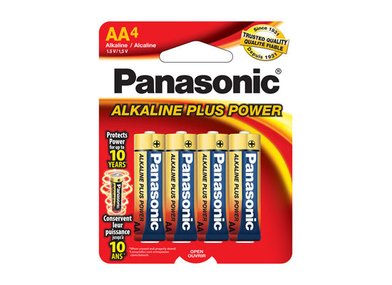 Piles alcalines Plus AA Panasonic AM3PA4B - paquet de 4