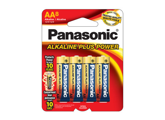 Piles alcalines Plus AA Panasonic AM3PA8B - paquet de 8