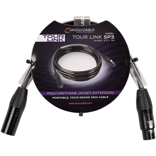 American DJ TOUR-LINK-5P3 Accu-Cable Series 5-Pin DMX Cable - 3'