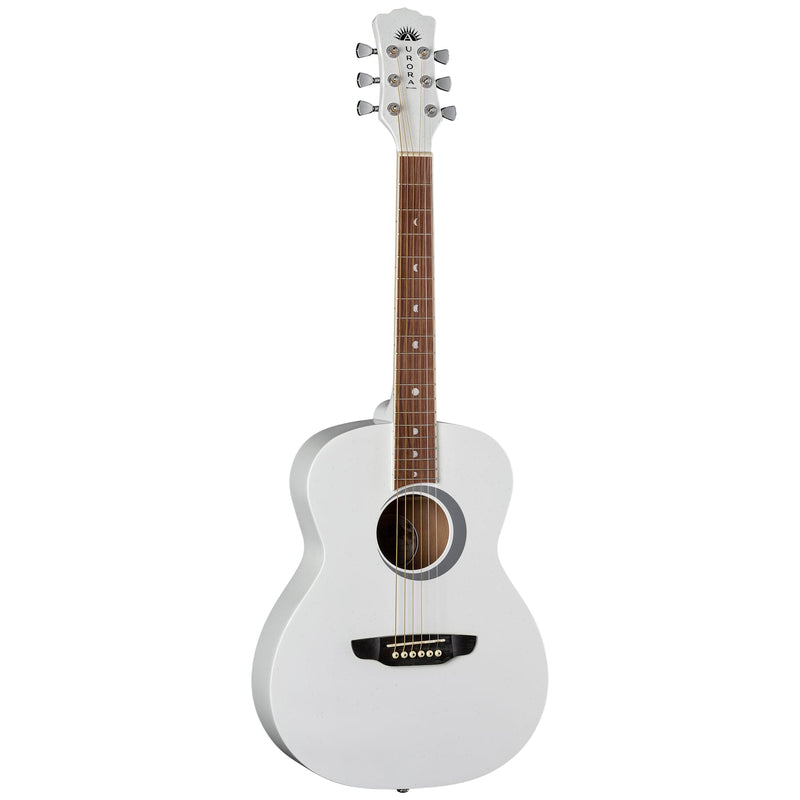 Luna AURORABOREALIS Guitare acoustique 6 cordes taille 3/4 en tilleul - White Sparkle