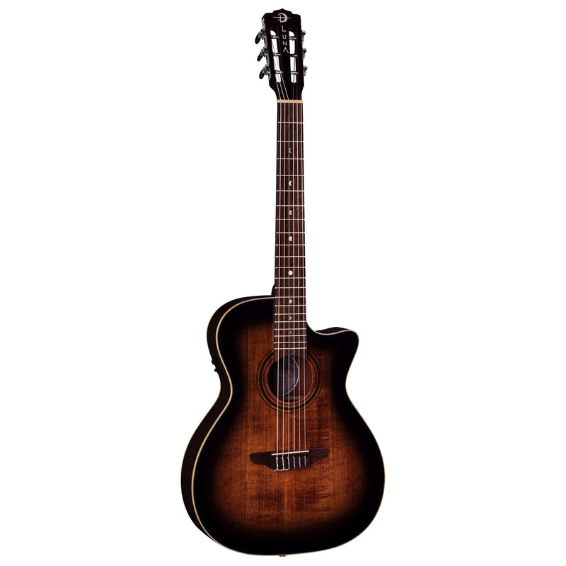 Luna ART VINTAGE Nylon Acoustic/Electric Guitar (Distressed Vintage Brownburst)