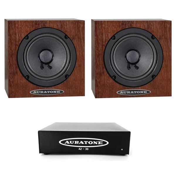 Auratone 5C Super Sound Cubes With A2-30 Amp Bundle 2 Speakers +1 Amp (Woodgrain)