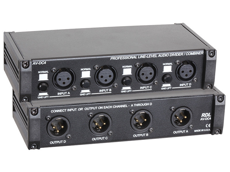 RDL AV-DC4 Line Level Audio Divider/Combiner with Ground Lift