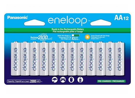 Panasonic ENELOOP 2100 Cycle AA Ni-MH Precharged Rechargeable Batteries - 12 Pack