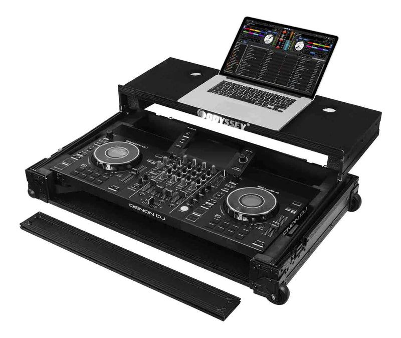 Odyssey 810SC4M DJ Flight Case w/Glide Style Laptop Platform for Denon DJ SC LIVE 4 I-Board