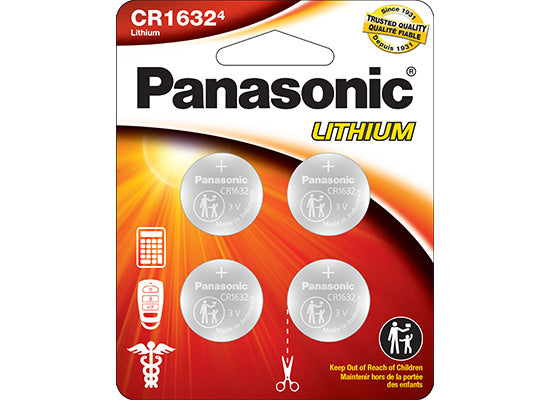 Panasonic CR1632PA4BL 3,0 volts Batteries de cellules de monnaie au lithium - 4 pack