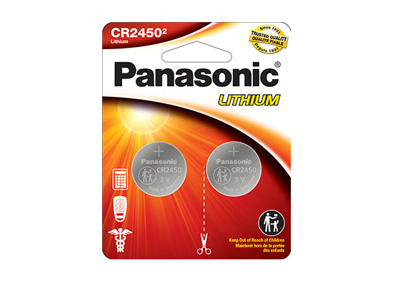 Panasonic CR2450PA2BL 3.0 Volt Lithium Coin Cell Battery - 2 Pack