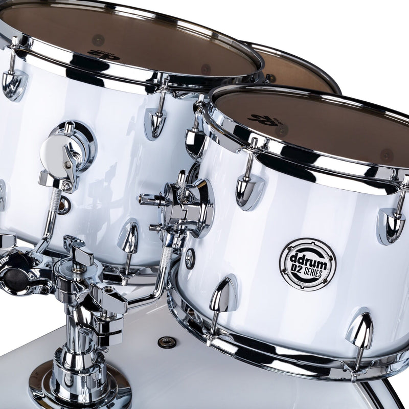 DDrum D2 5-Piece Complete Drum Set With Cymbals (Gloss White)
