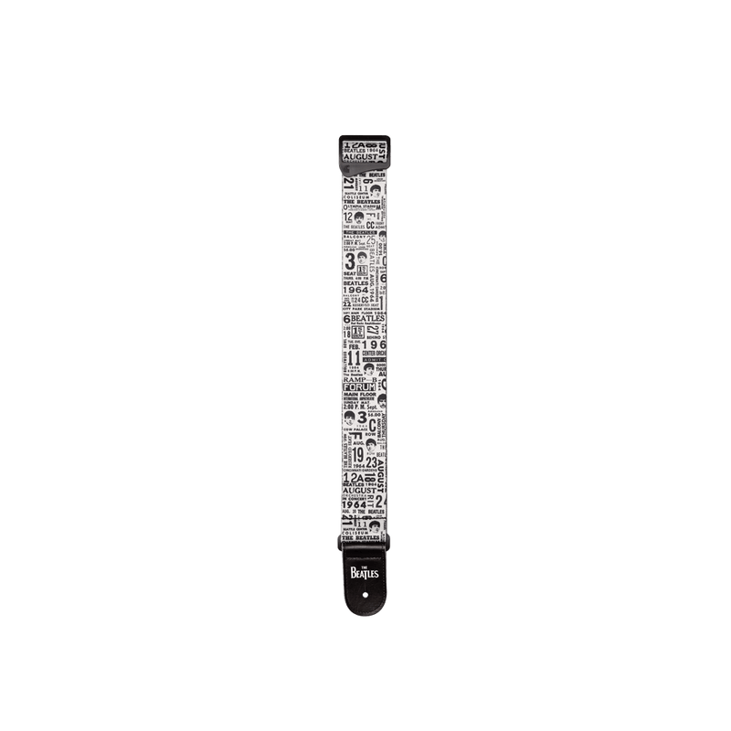 D'Addario 50BTL13 The Beatles Guitar Strap (1964 Tour, Ticket Stubs Black and White)