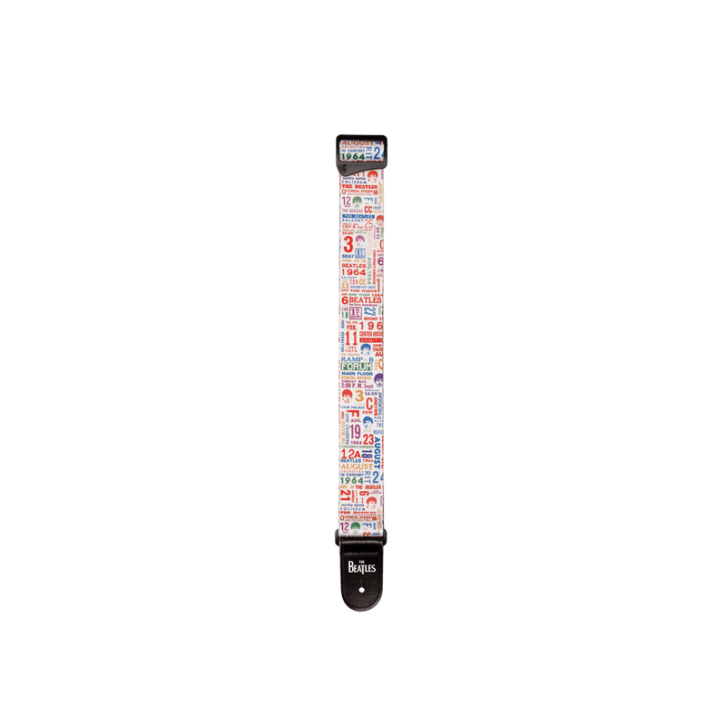 D'Addario 50BTL14 The Beatles Guitar Strap (1964 Tour, Ticket Stubs Multi-Color)