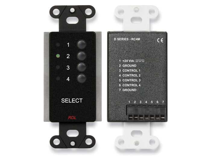 RDL DB-RC4M 4 Channel Remote Control Wall Plate