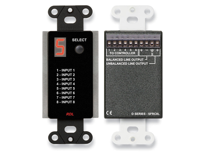 RDL DB-SFRC8L Audio Selector Wall Plate for SourceFlex Distributed Audio Systems