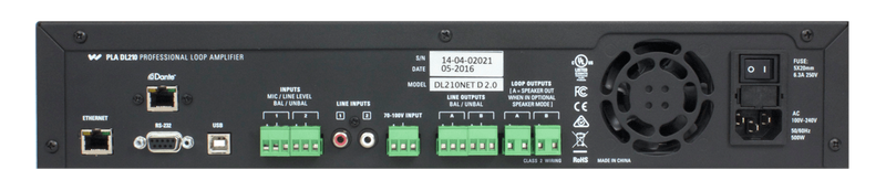 Williams AV DL210 NET D 2.0 Large Area Dual Channel Hearing Loop Dante™ Amplifier