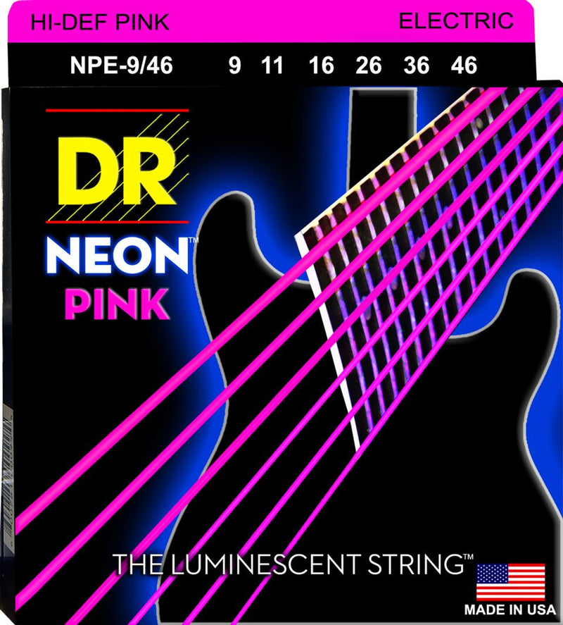 DR Handmade Strings NPE-9/46 Electric Guitar Strings Lite-Heavy (Neon Pink) - 9-46