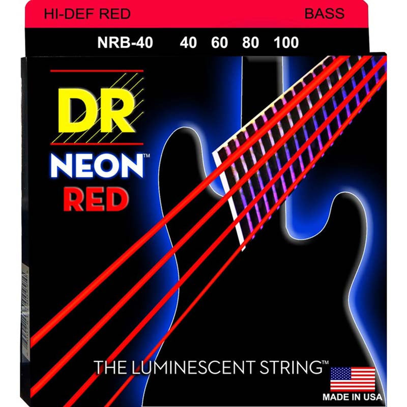 DR Handmade Strings NRB-40 Electric Bass Strings Lite (Neon Red) - 40-100