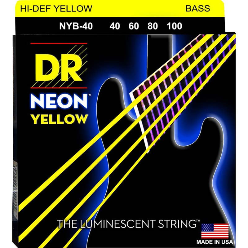 DR Handmade Strings NYB-40 Electric Bass Strings Lite (Neon Yellow) - 40-100