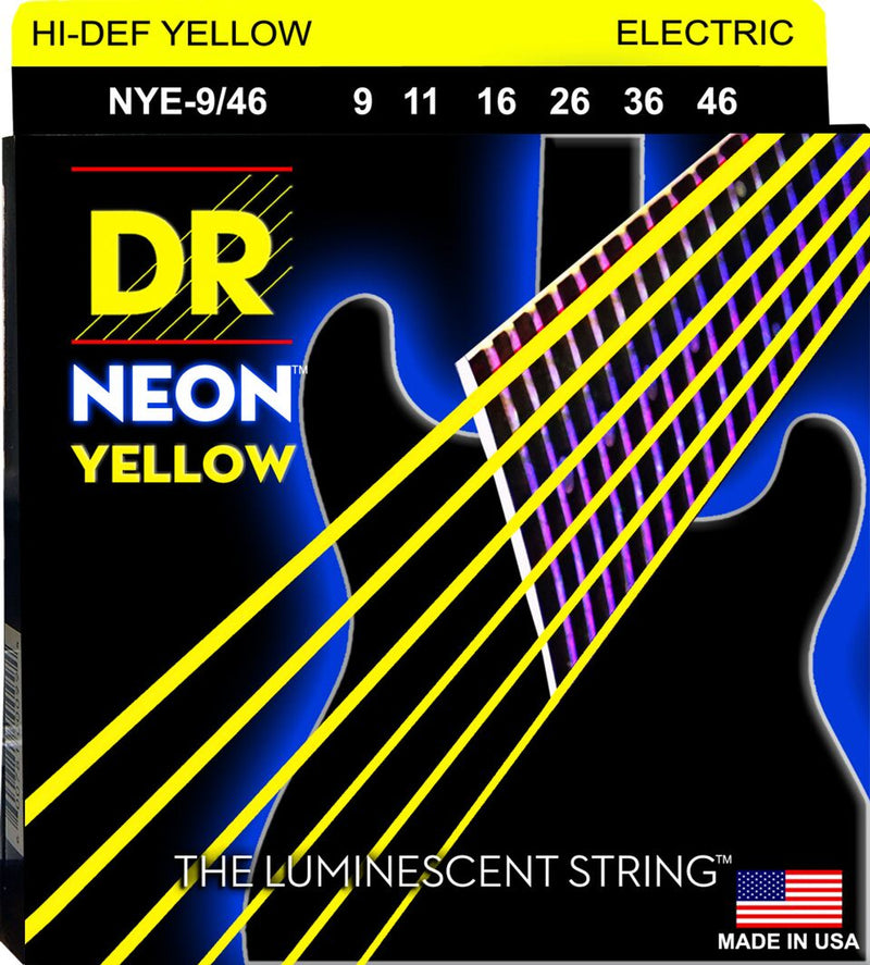 DR Handmade Strings NYE-9/46 Electric Guitar Strings Lite-Heavy (Neon Yellow) - 9-46