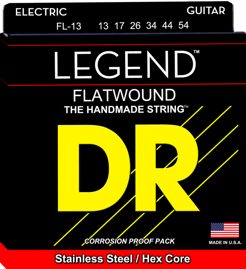 DR Handmade Strings FL-13 Flat Wound Electric Guitar Strings Medium Heavy - 13-54