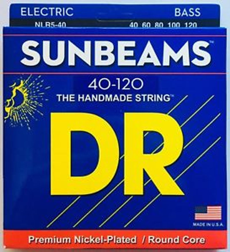 DR Handmade Strings NLR5-40 5 Electric Bass Guitar Strings Lite - 40-120