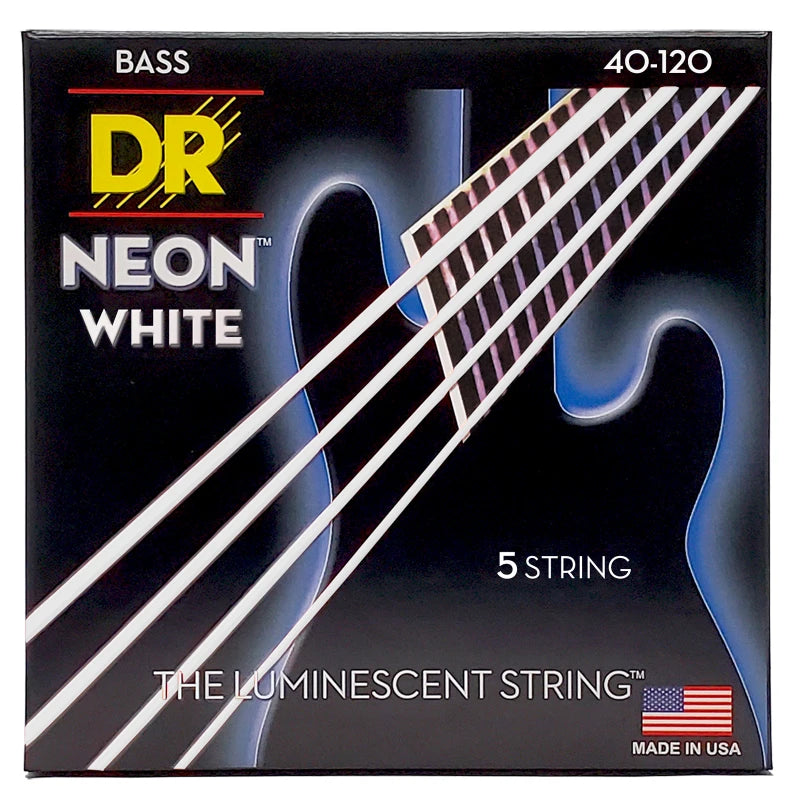 DR Handmade Strings NWB5-40 5 Electric Bass Strings Light (Neon White) - 40-120