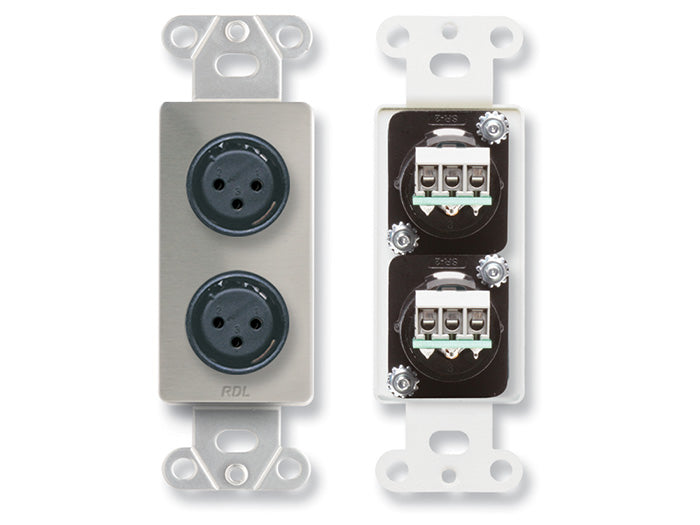 Rdl ds-xlr2f double xlr 3 broches Jack Wall Plate