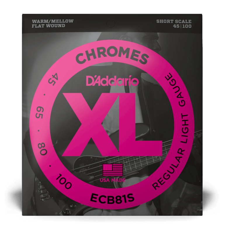 D'Addario ECB81S Chromes Flat Wound SHORT SCALE 45-100