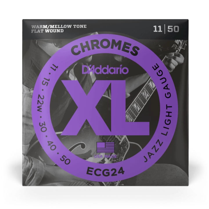 D'Addario ECG24 Chromes Flat Wound JAZZ LIGHT 11-50