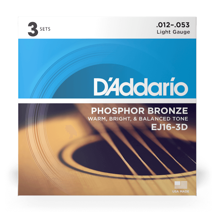 D'Addario EJ16-3D Phosphor Bronze LIGHT 12-53 3 Pack