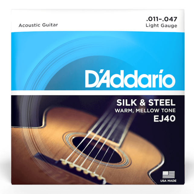 D'Addario EJ40 Silk & Steel 6 cordes plaquées argent