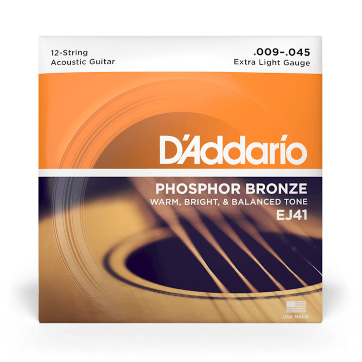 D'Addario EJ41 Phosphor Bronze 12 cordes extra légères 09-45